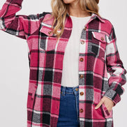BLUIVY FLANNEL PLAID LONGLINE SHACKET