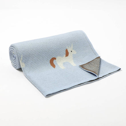 Bleu La La 100% Luxury Cotton Swaddle Receiving Baby Blanket - Unicorn