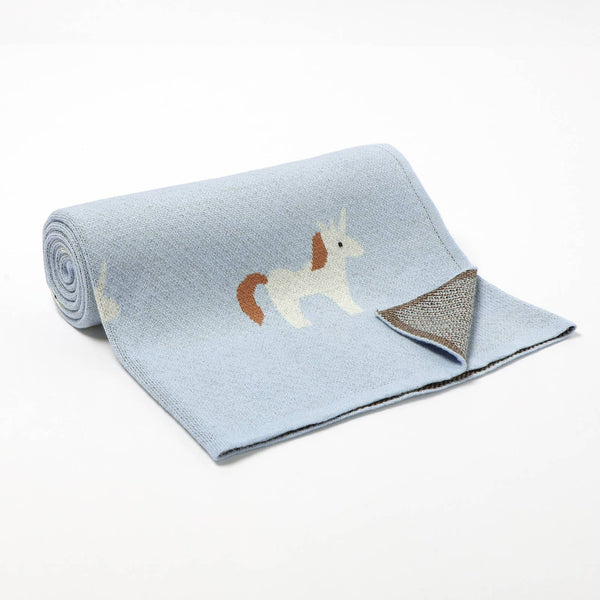 Bleu La La 100% Luxury Cotton Swaddle Receiving Baby Blanket - Unicorn