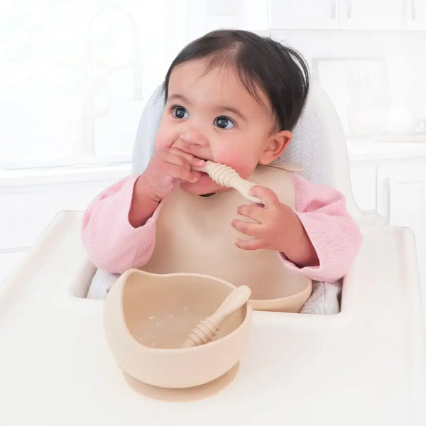 Baby bliss Suction Bowl & Training Spoons - Almond