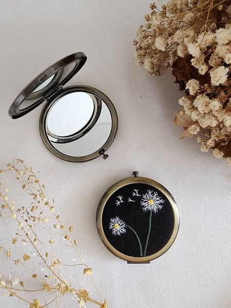Quince fables Floral Embroidered Compact Mirror, Collection Sophia