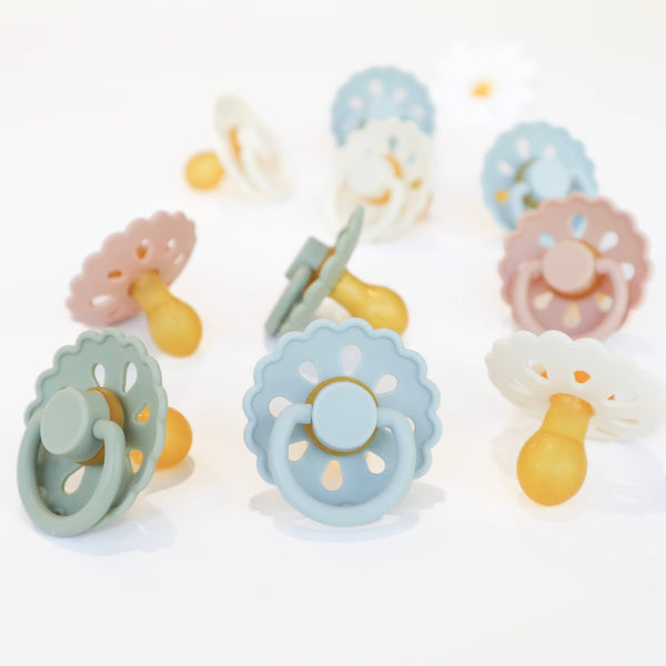 Baby bliss Natural Latex Pacifiers - Size 1 (0-6M) Sage & Dusty Blue