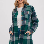 BLUIVY FLANNEL PLAID LONGLINE SHACKET