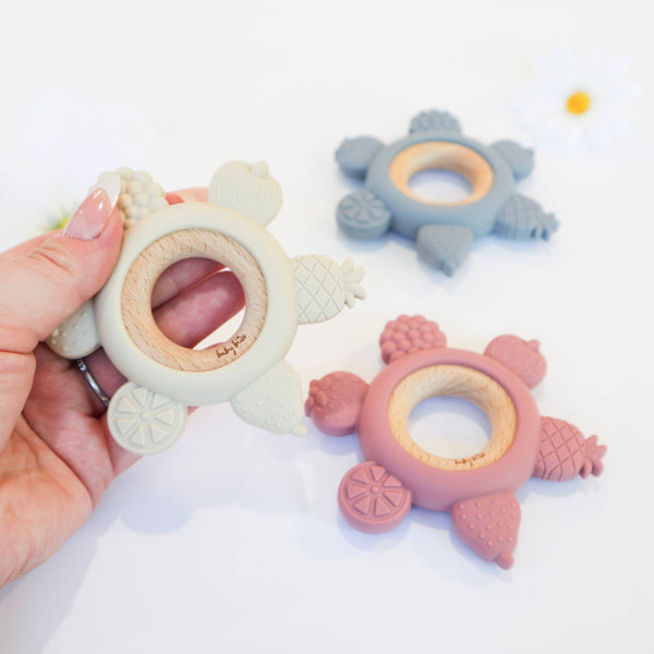 Baby Bliss Fruit Teether Ring - Dusty Rose