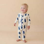 BABY Organic Signature Print '2-Way' Zip Romper - Long Sleeve