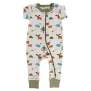 BABY Organic Signature Print '2-Way' Zip Romper - Short Sleeve