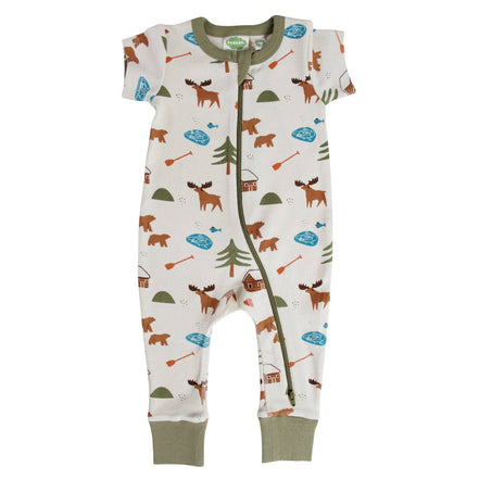 BABY Organic Signature Print '2-Way' Zip Romper - Short Sleeve