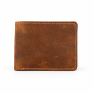 Men’s Full-Grain Crazy Leather Bifold Wallet with ID Window