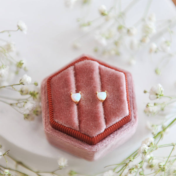OH SO LOVELY Genevieve Opal Heart Studs