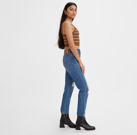 LEVIS DISTRESSED WEDGIE HIGH RISE STRAIGHT