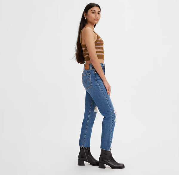 LEVIS DISTRESSED WEDGIE HIGH RISE STRAIGHT