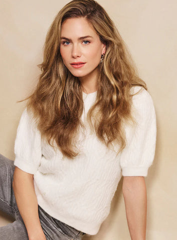 ESQUALO Sweater pearls cable s/slvs