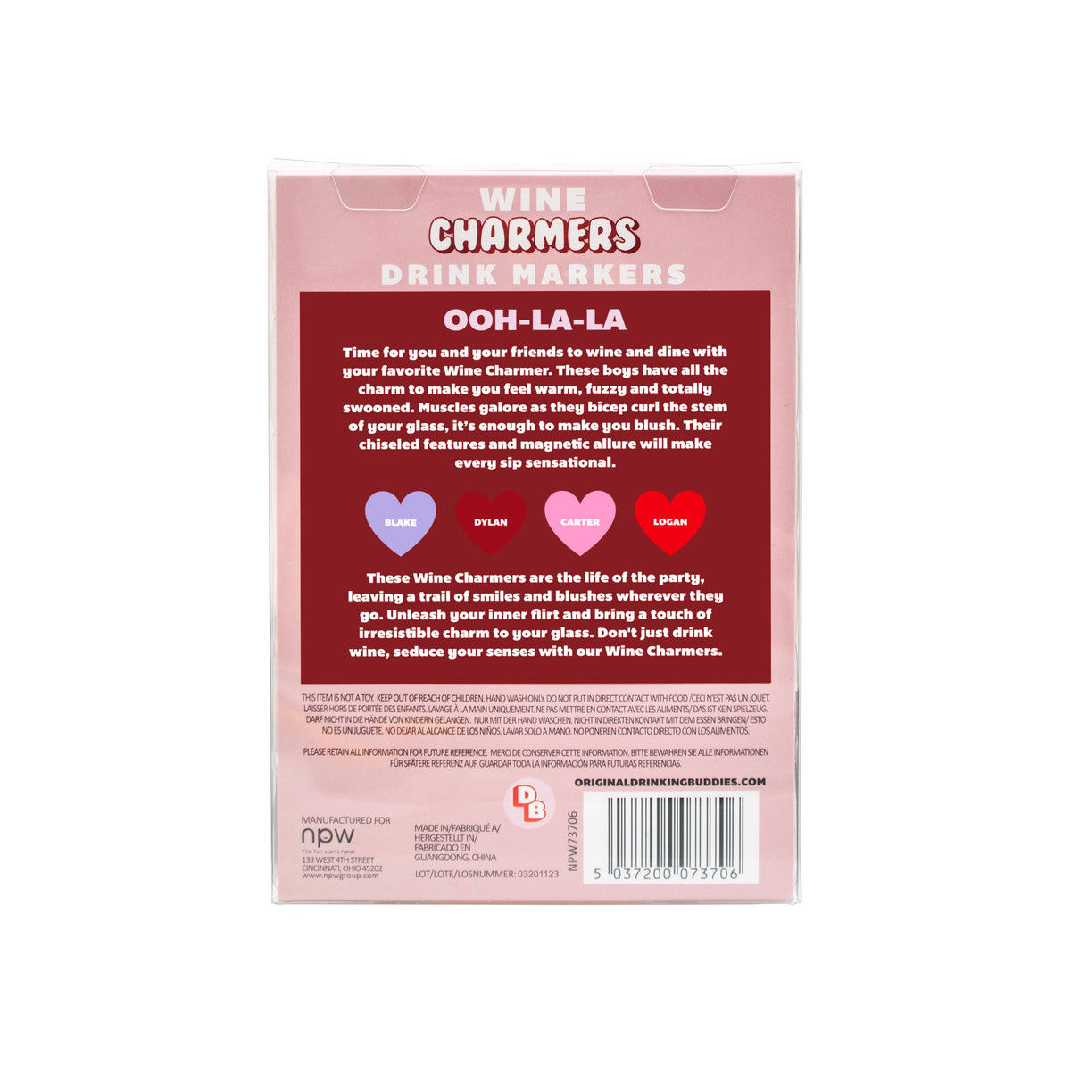 NPW Drinking Buddies Wine Charmer Drink Markers-4 Pack