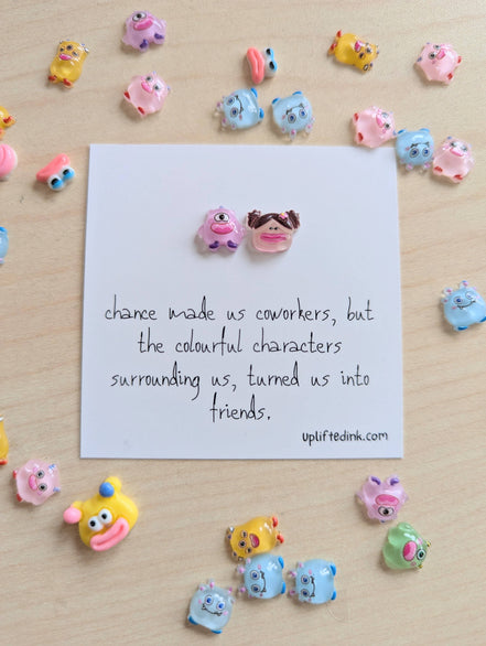 UNLIFTED INK Coworker BFF Card with 2 Mini Figurines & Custom Message