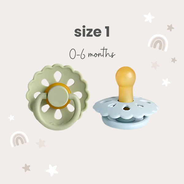 Baby bliss Natural Latex Pacifiers - Size 1 (0-6M) Sage & Dusty Blue
