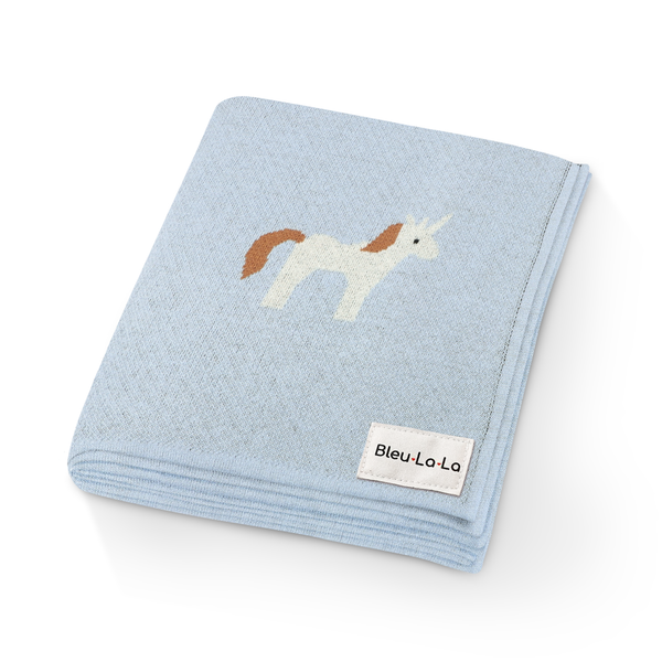 Bleu La La 100% Luxury Cotton Swaddle Receiving Baby Blanket - Unicorn