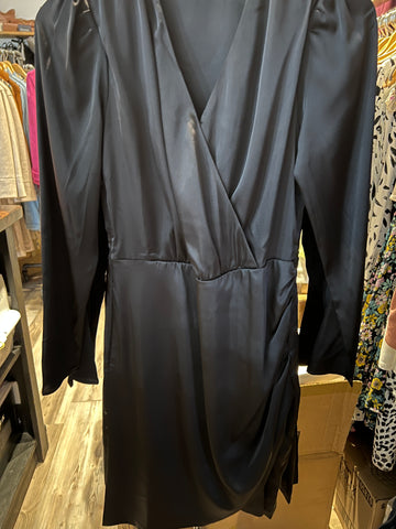ESQUALO OVERLAP GATHERED SATIN DRESS