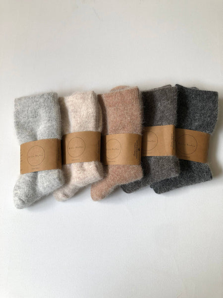 BILLY BAMBOO FLUFFY ANGORA SOCKS - NEUTRAL