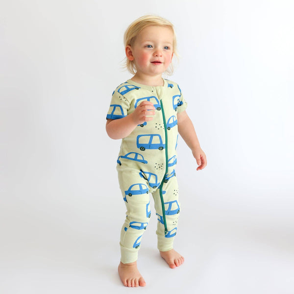 BABY Organic Signature Print '2-Way' Zip Romper - Short Sleeve