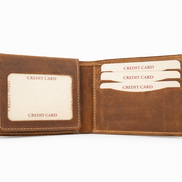 Men’s Full-Grain Crazy Leather Bifold Wallet with ID Window