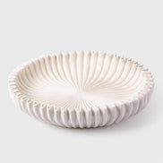 TRUU Scalloped Shallow Ceramic Plate, White 14.2