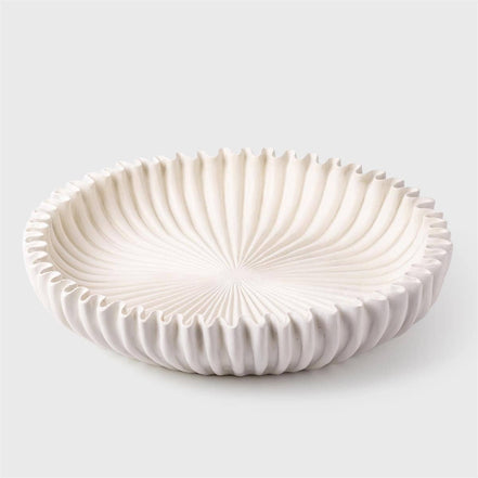 TRUU Scalloped Shallow Ceramic Plate, White 14.2"Dx2.8"