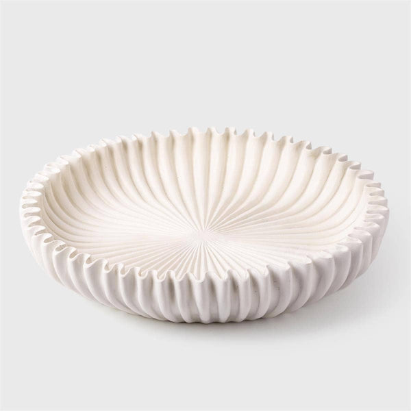 TRUU Scalloped Shallow Ceramic Plate, White 14.2"Dx2.8"