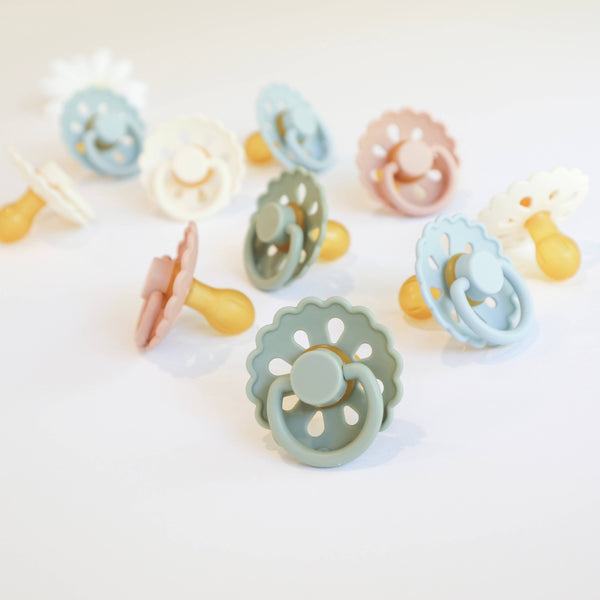 Baby bliss Natural Latex Pacifiers - Size 1 (0-6M) Sage & Dusty Blue