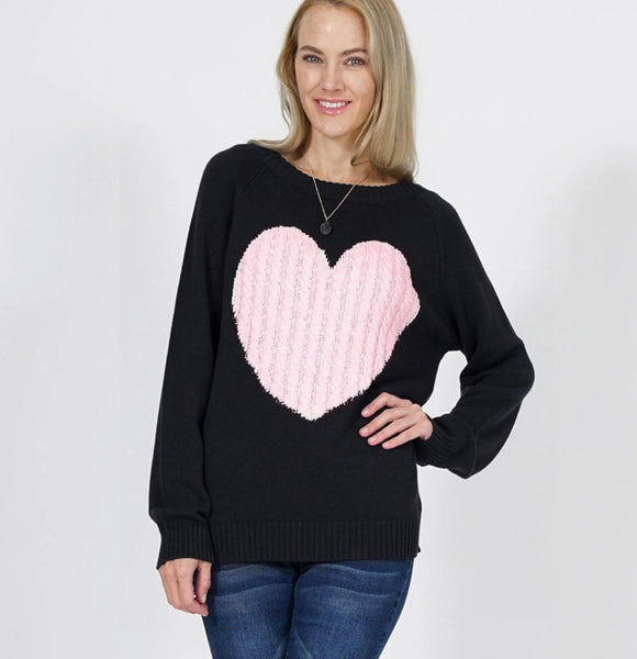 VALENTINE HEART CABLE KNIT SWEATER