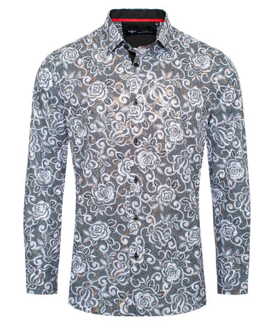 URBAN FITZ PRINTED BUTTON DOWN FITTED SHIRT