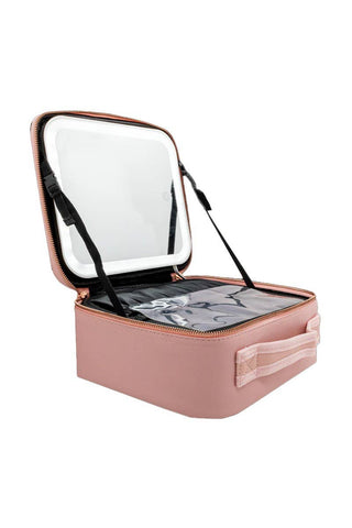 Simply Bella 1060 Pink Travel Makeup Case W/ LED Mirror
