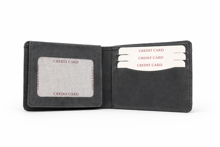 Men’s Full-Grain Crazy Leather Bifold Wallet with ID Window