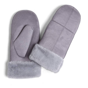 FASHION CITY Suede with Faux Fur Cuffed Mittens