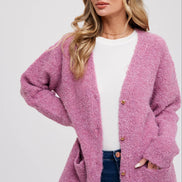BLUIVY BUTTONED BOUCLE CARDIGAN