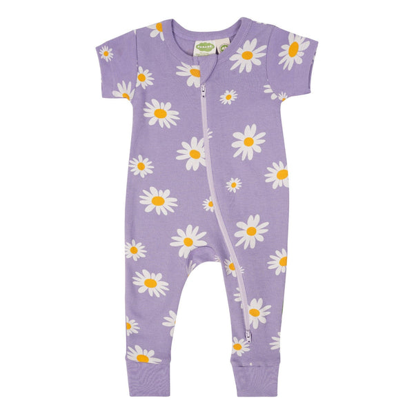 BABY Organic Signature Print '2-Way' Zip Romper - Short Sleeve