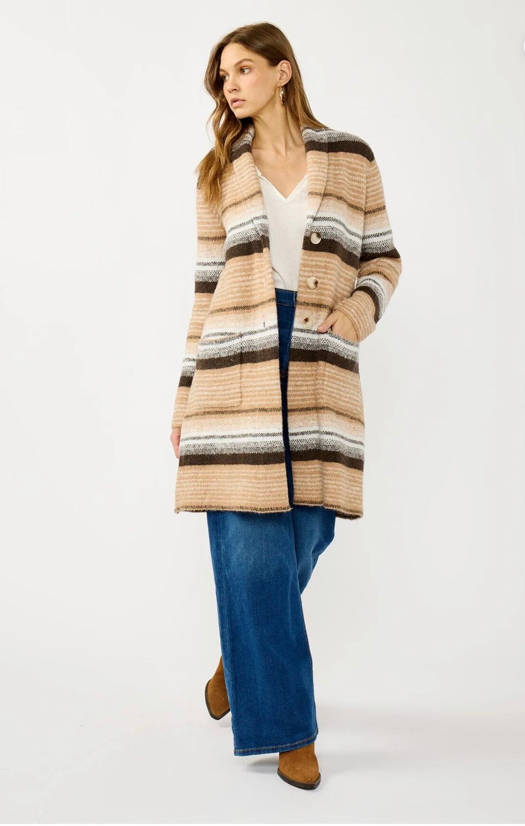 LOVESTITCH TIERRA STRIPED COATIGAN