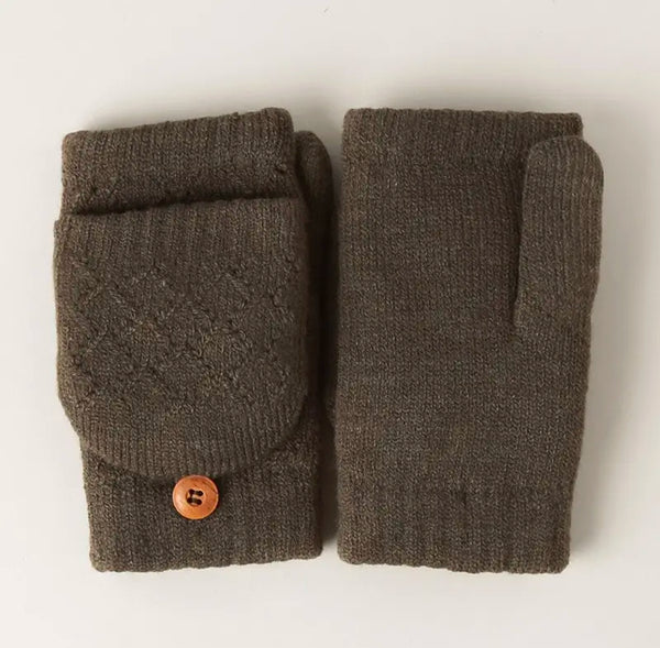 FASHION CITY SOLID KNIT CONVERTIBLE FINGERLESS MITTENS