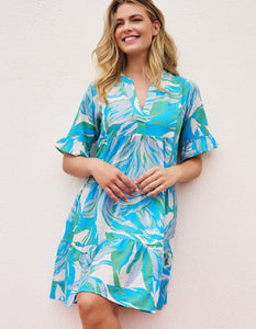 ESQUALO Dress seersucker Electric Waves