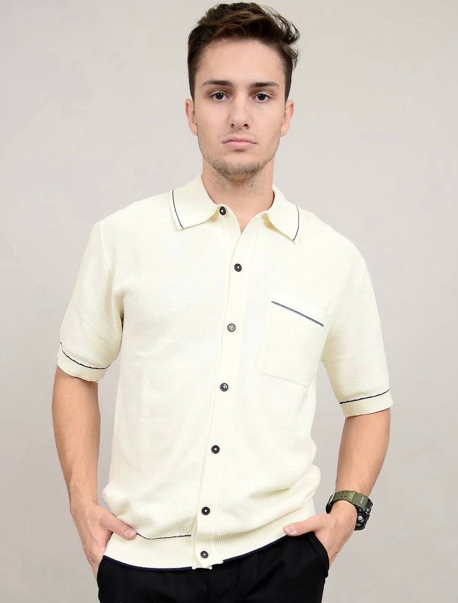 HEDGE BUTTON DOWN KNIT-FRONT POCKET