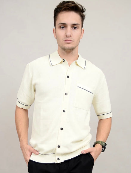 HEDGE BUTTON DOWN KNIT-FRONT POCKET