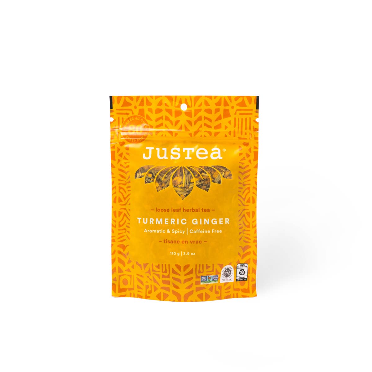 JUST TEA Turmeric Ginger Stand-up Pouch - Fair-Trade Herbal Tea