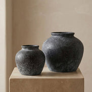 Ceramic Vase, Vintage Style, Black - Athena
