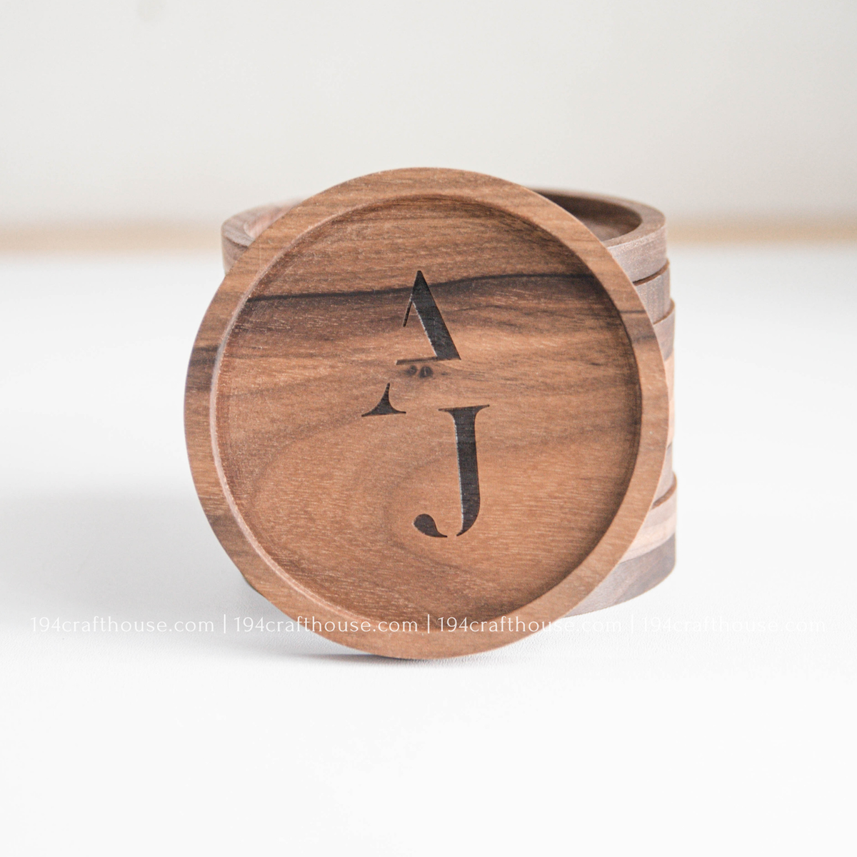 Custom ELORA Engraved Round Wood Coaster - Home Decor & Gifts-2PC