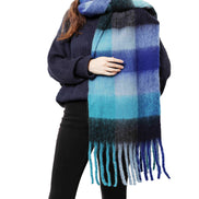 JC SUNNY FASHION Oversized Colorful Cozy Long Fringe Fuzzy Scarf