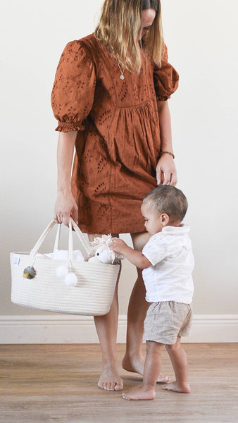 FEPHAS Rope Diaper Caddy/ Beige