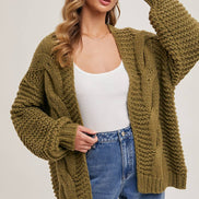 BLUIVY CHUNKY CABLE CARDIGAN