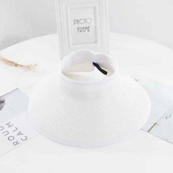 Women’s Wide Brim Roll-up Straw Sun Visor Hat