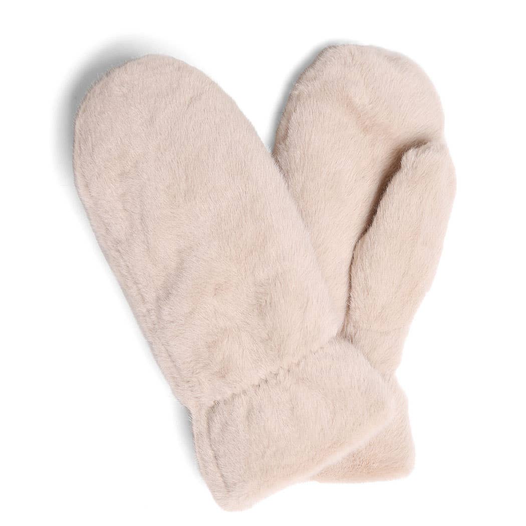 FASHION CITY Solid Faux Fur Cuffed Mittens