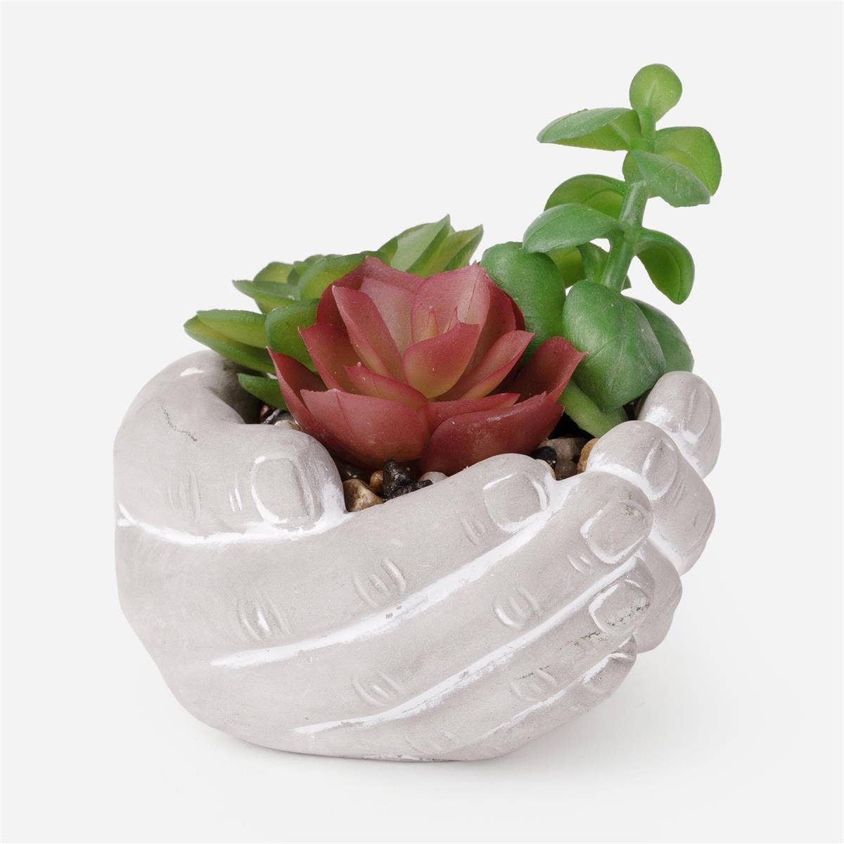 TRUU Artificial Plant in Hand Pot,Concrete, 4.7