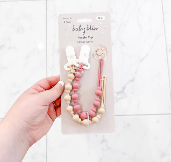 Baby Bliss Pacifier Clip - Sage & Dusty Teal